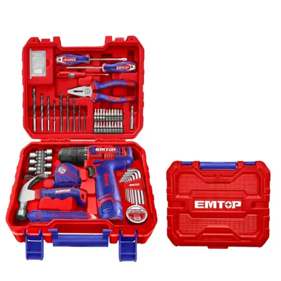 ست‌ دریل شارژی 96 پارچه 12 ولت EMTOP مدل EEDK09601