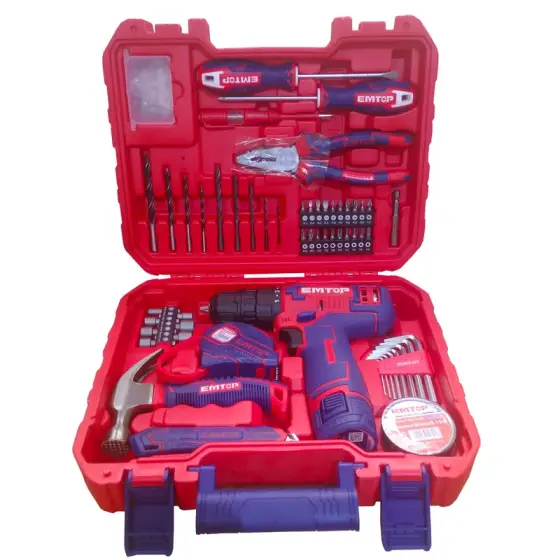 ست‌ دریل شارژی 96 پارچه 12 ولت EMTOP مدل EEDK09601