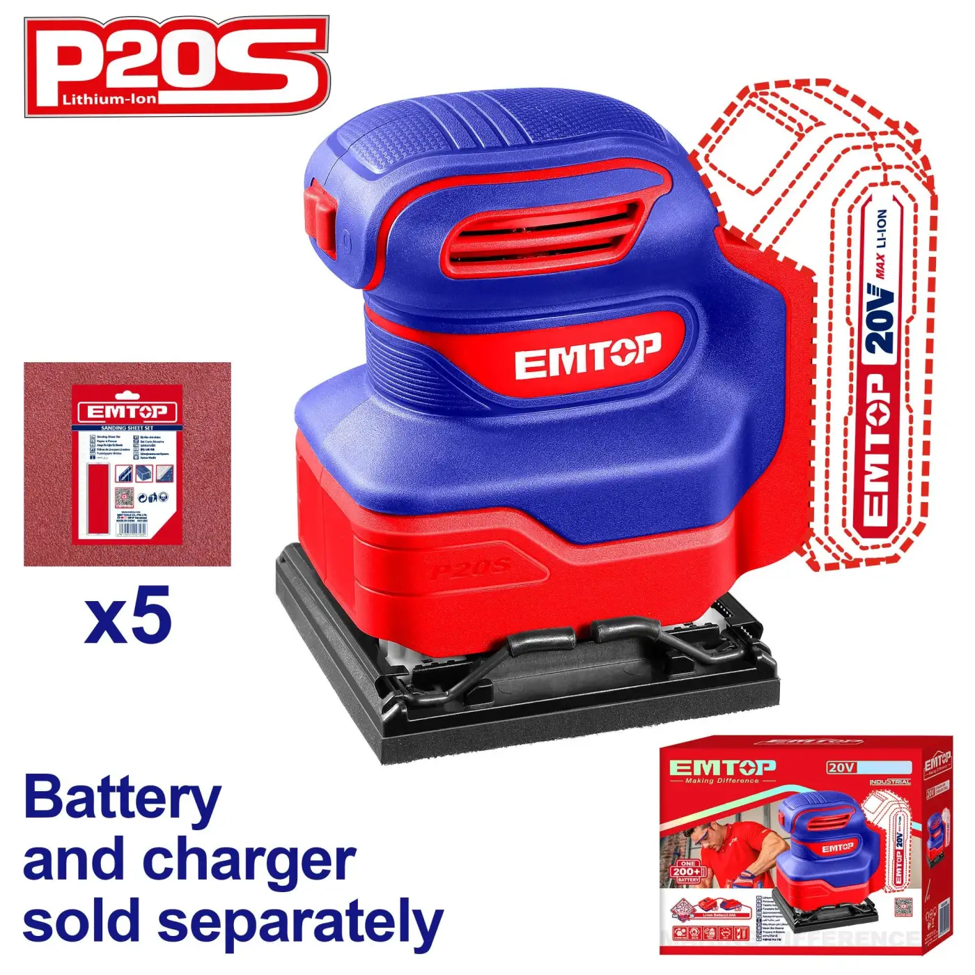 سنباده زن شارژی Emtop مدل ELSHS2014