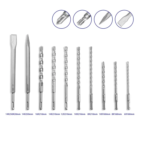 ست 10 پارچه مته و قلم چکش تخریب Emtop مدل EHDR12101