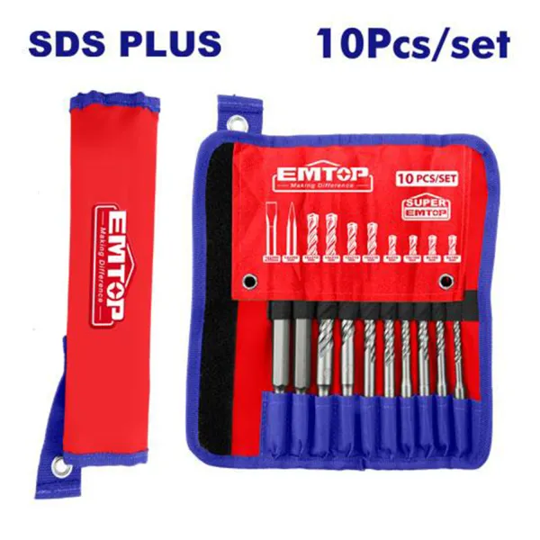 ست 10 پارچه مته و قلم چکش تخریب Emtop مدل EHDR12101