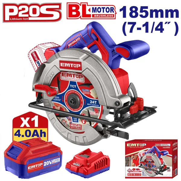 اره گردبر 185 میلی متر براش لس Emtop مدل ELCS18511