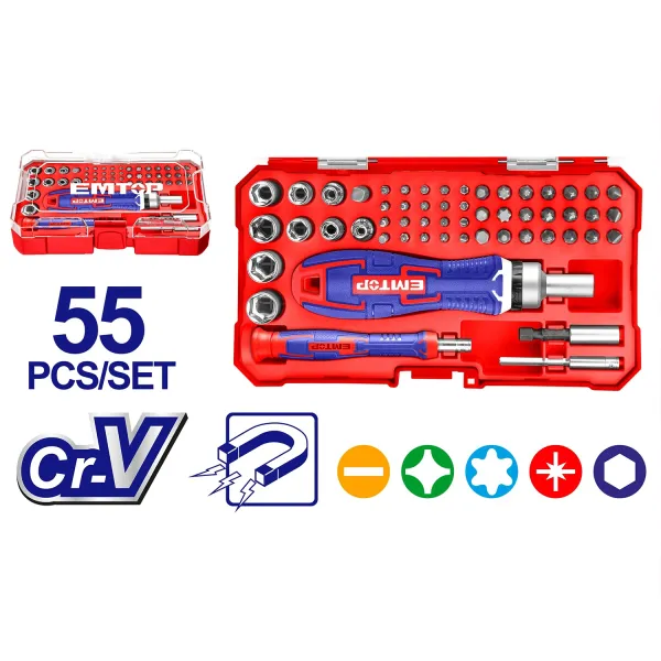 ست 55 تکه سری پیچ‌گوشتی امتاپ مدل EBST05502