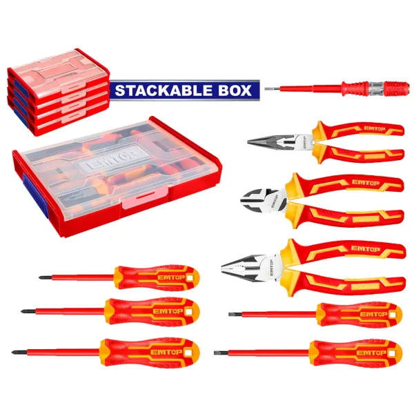 ست ابزار با دسته عایق تا 1000 ولت Emtop مدل EHTSV01H09