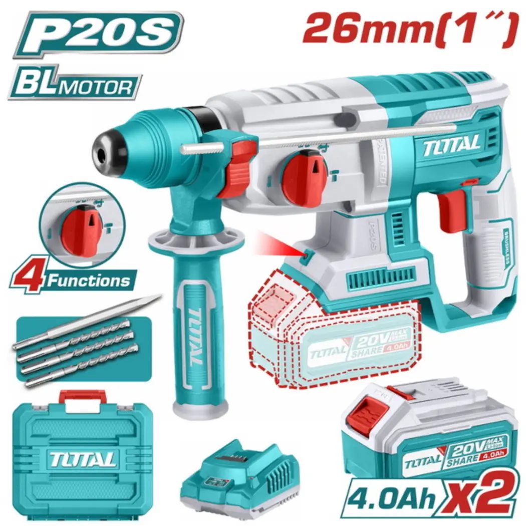 دریل بتن کن 20ولت براش توتال مدل TRHLI202287