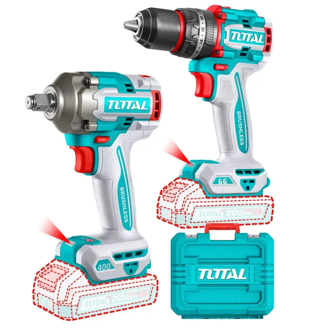 ست دوقلو دریل و بکس شارژی توتال مدل TCKLI20275