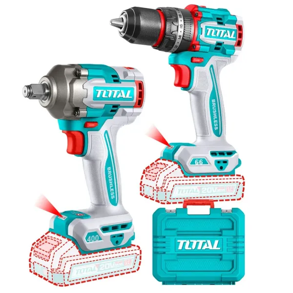 ست دوقلو دریل و بکس شارژی توتال مدل TCKLI20275
