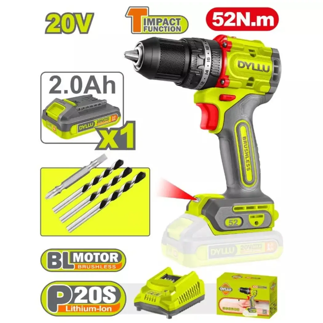 دریل شارژی براش لس 20 ولت 52 نیوتن Dyllu مدل DTCDP5282