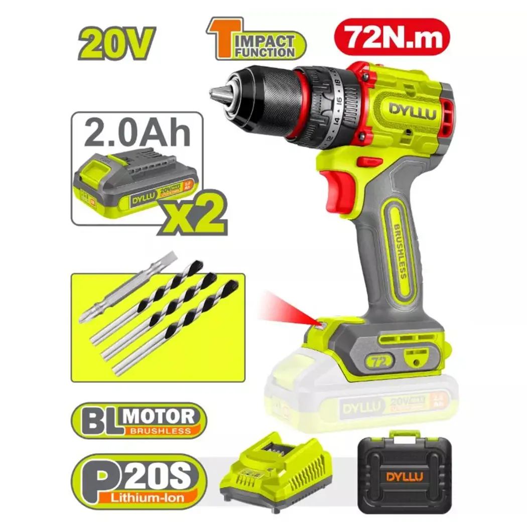 دریل شارژی براش لس 20 ولت 72 نیوتن Dyllu مدل DTCDP7281