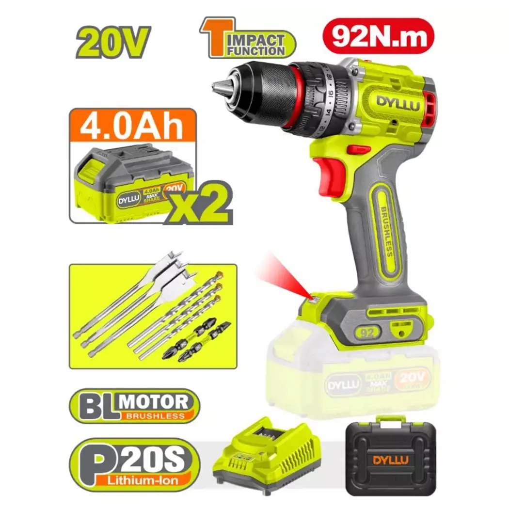 دریل شارژی براش لس 20 ولت 92 نیوتن Dyllu مدل DTCDP9282