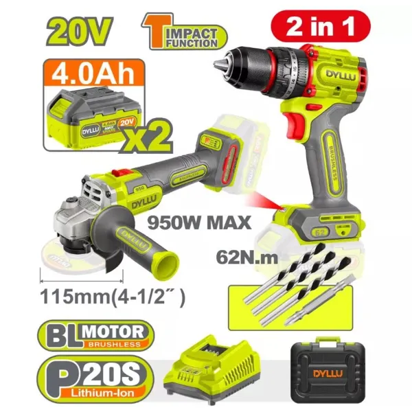 ست دوقلو دریل شارژی و مینی فرز شارژی Dyllu مدل DTCK20273