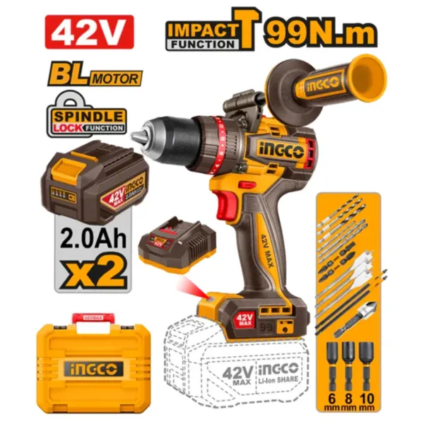 دریل ضربه‌ای شارژی 42 ولت اینکو مدل CIDLI429982